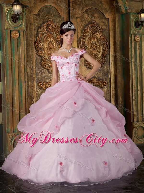 Off The Shoulder Organza Zipper Back Quinceanera Dress