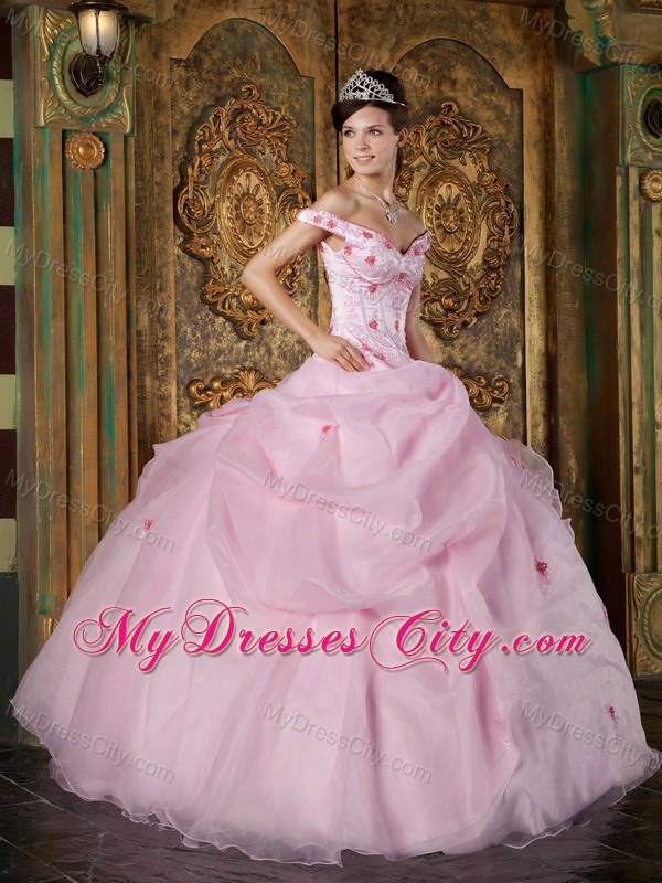 Off The Shoulder Organza Zipper Back Quinceanera Dress