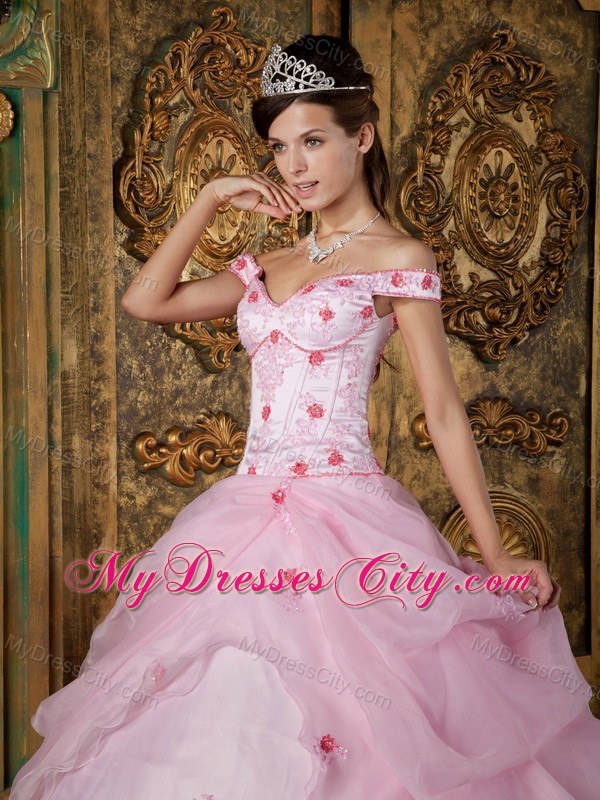 Off The Shoulder Organza Zipper Back Quinceanera Dress