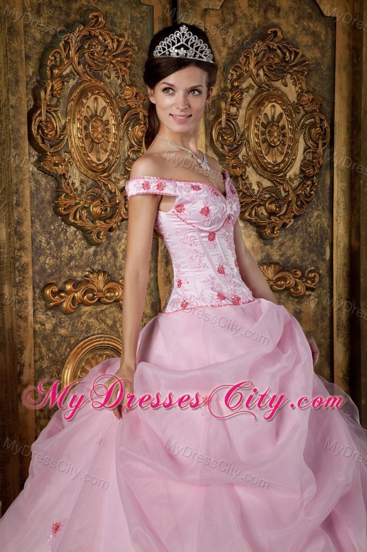 Off The Shoulder Organza Zipper Back Quinceanera Dress