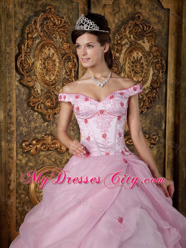 Off The Shoulder Organza Zipper Back Quinceanera Dress