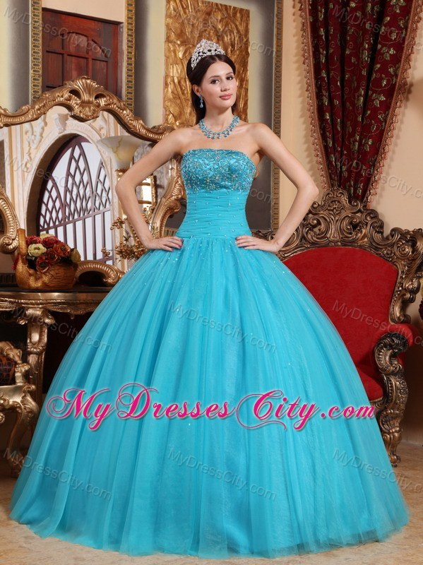 Teal Fitted Embroidery Quinceanera Dress for Summer