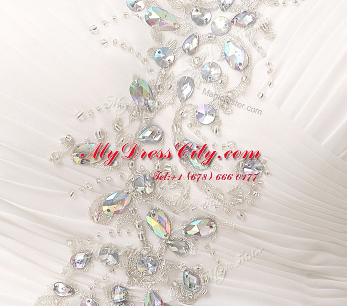 Clearance One Shoulder Beading Prom Party Dress White And Black Zipper Sleeveless Floor Length