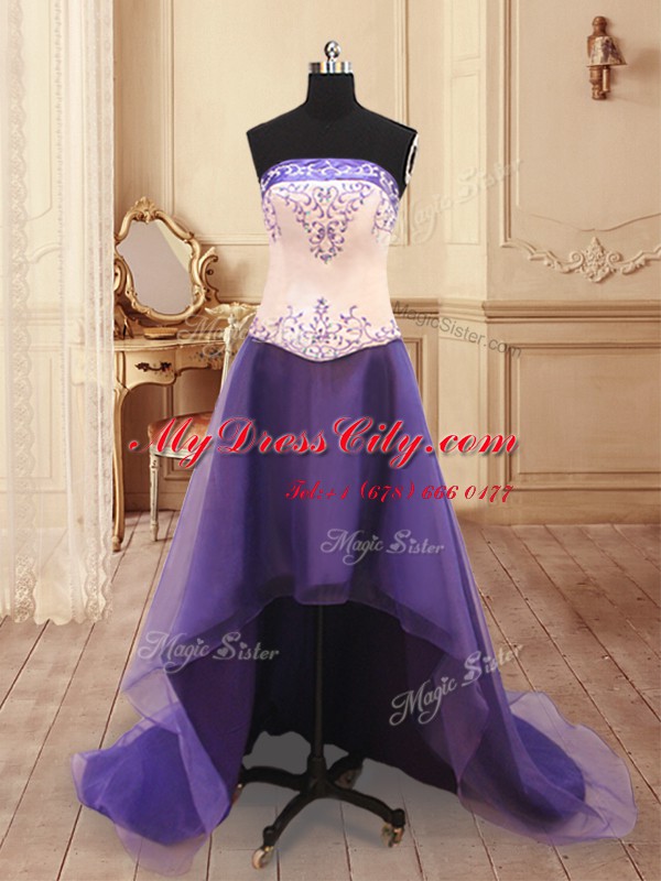 Glorious Four Piece Satin Sleeveless Floor Length Sweet 16 Dress and Beading and Embroidery
