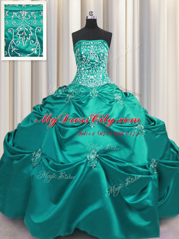 Sleeveless Beading and Appliques and Embroidery Lace Up Quinceanera Dress
