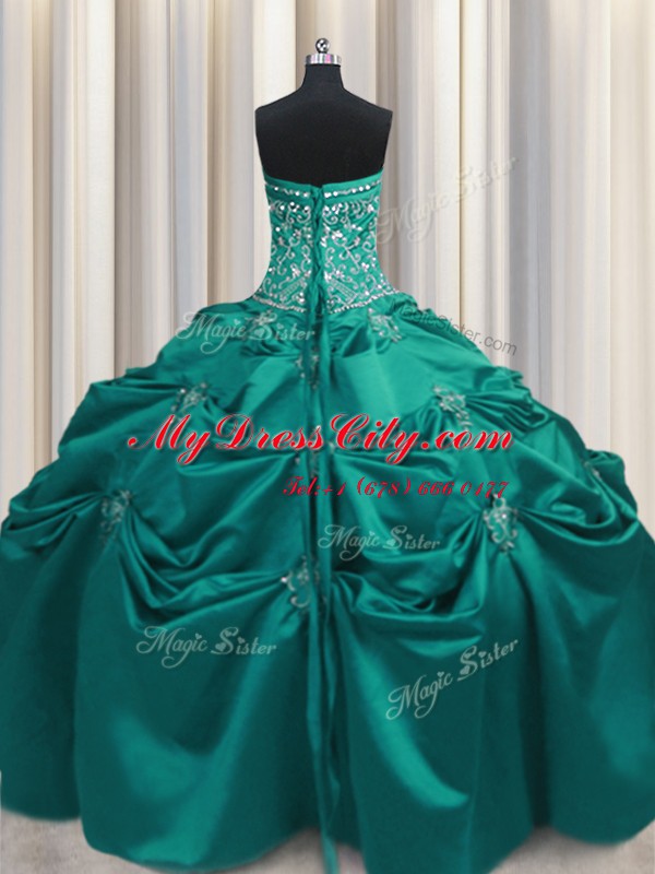 Sleeveless Beading and Appliques and Embroidery Lace Up Quinceanera Dress