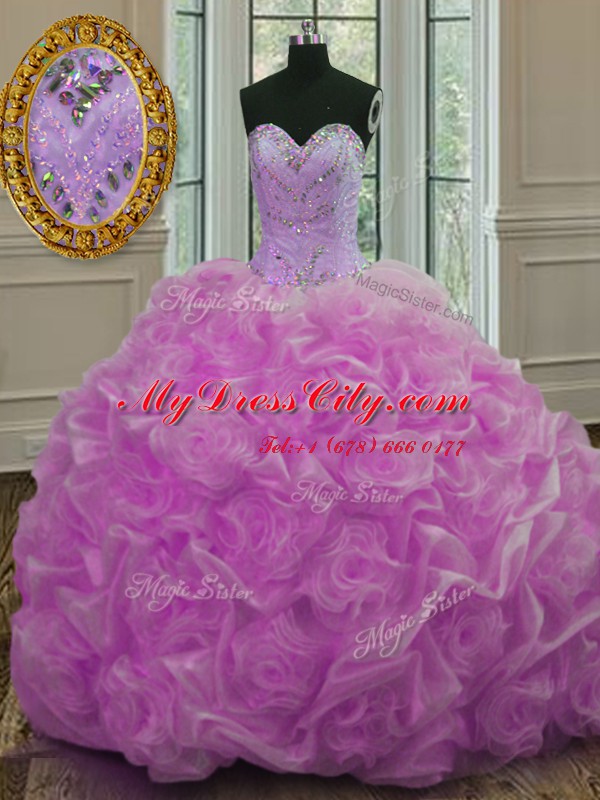 Dynamic Lilac Sweetheart Neckline Beading and Pick Ups Vestidos de Quinceanera Sleeveless Lace Up