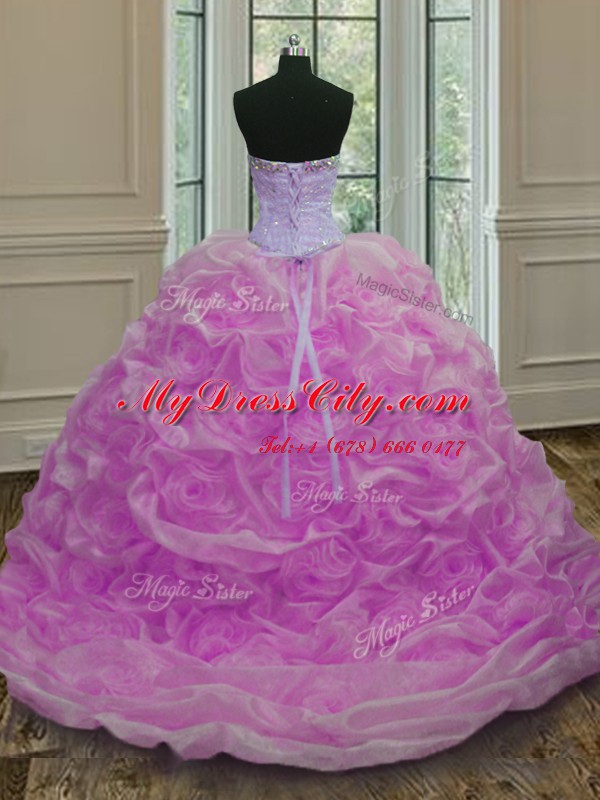 Dynamic Lilac Sweetheart Neckline Beading and Pick Ups Vestidos de Quinceanera Sleeveless Lace Up