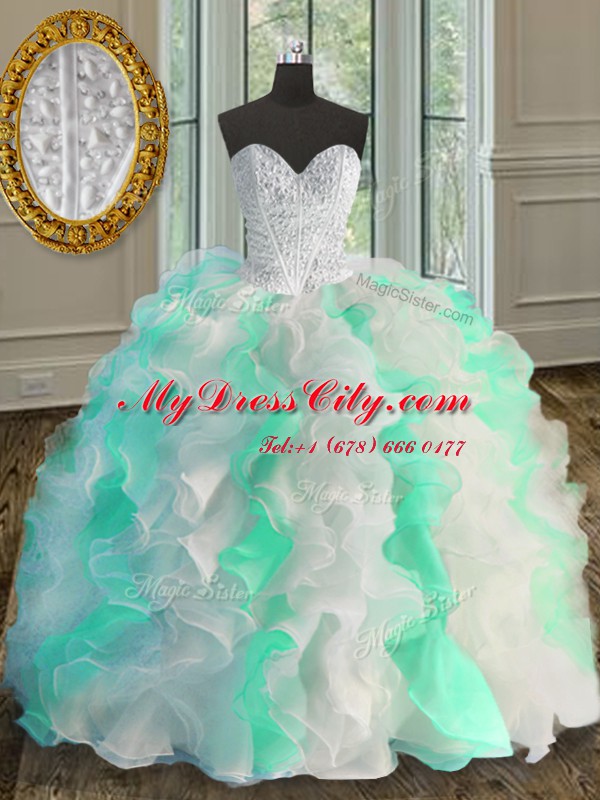 Best Floor Length Ball Gowns Sleeveless Multi-color Quinceanera Gown Lace Up