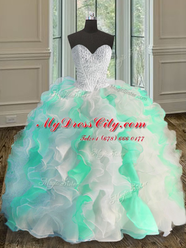 Best Floor Length Ball Gowns Sleeveless Multi-color Quinceanera Gown Lace Up
