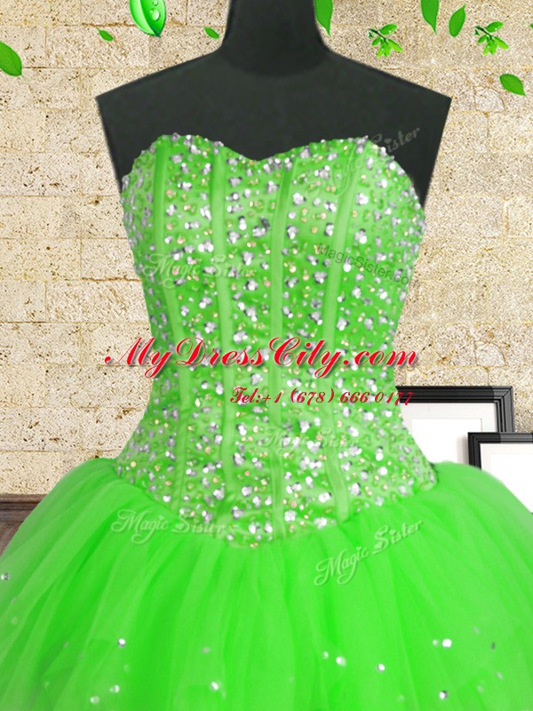 Attractive Multi-color Ball Gowns Sweetheart Sleeveless Tulle Floor Length Lace Up Beading and Ruffles and Sequins Quinceanera Gown