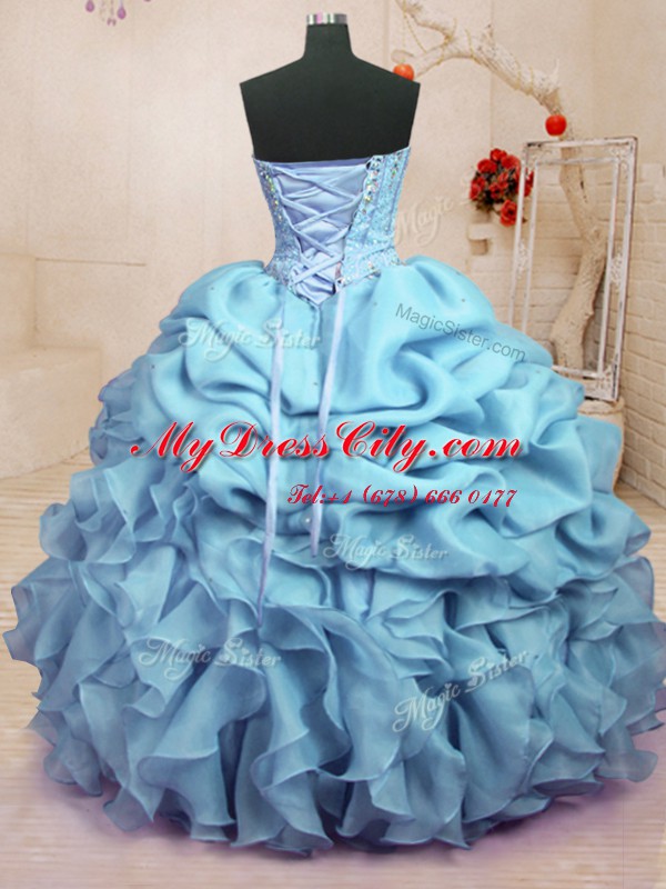 Gorgeous Sleeveless Lace Up Floor Length Beading and Ruffles and Pick Ups Vestidos de Quinceanera