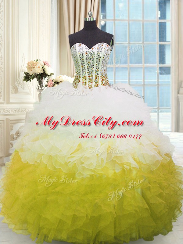 Delicate Multi-color Sweetheart Lace Up Beading and Ruffles Quinceanera Dresses Sleeveless