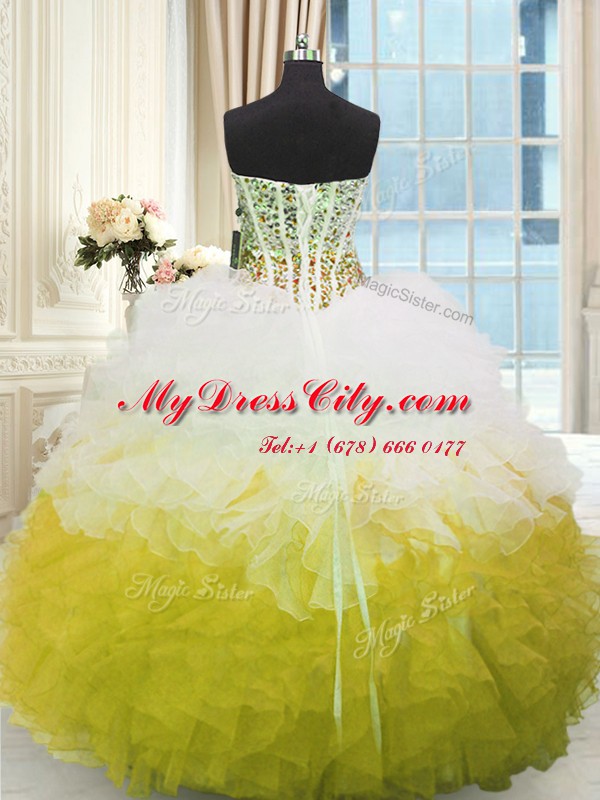 Delicate Multi-color Sweetheart Lace Up Beading and Ruffles Quinceanera Dresses Sleeveless