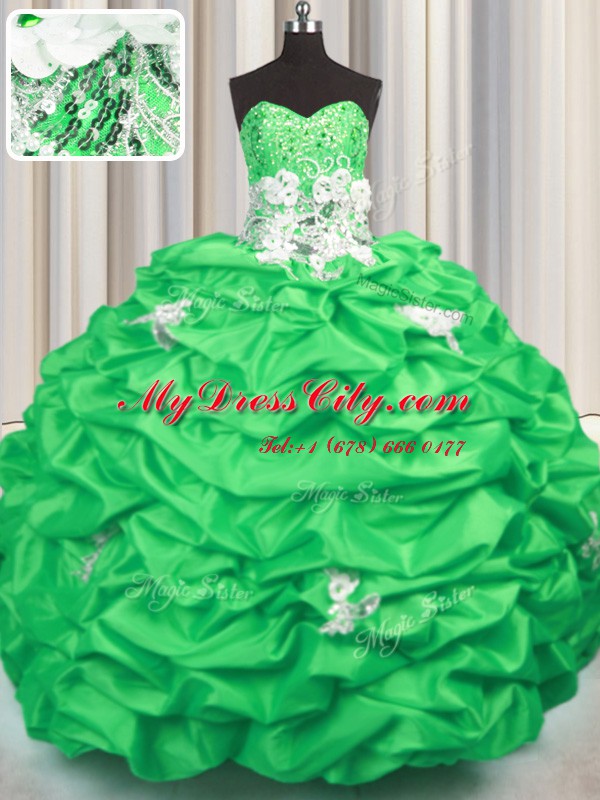 Delicate Lace Up Sweet 16 Dress Appliques and Sequins and Pick Ups Sleeveless With Brush Train