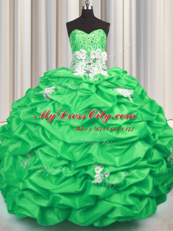 Delicate Lace Up Sweet 16 Dress Appliques and Sequins and Pick Ups Sleeveless With Brush Train