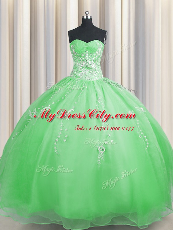 Zipper Up Sleeveless Organza Zipper Quince Ball Gowns for Military Ball and Sweet 16 and Quinceanera