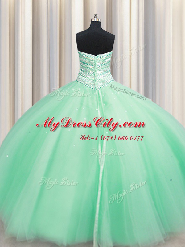 Apple Green Sweetheart Lace Up Beading Vestidos de Quinceanera Sleeveless