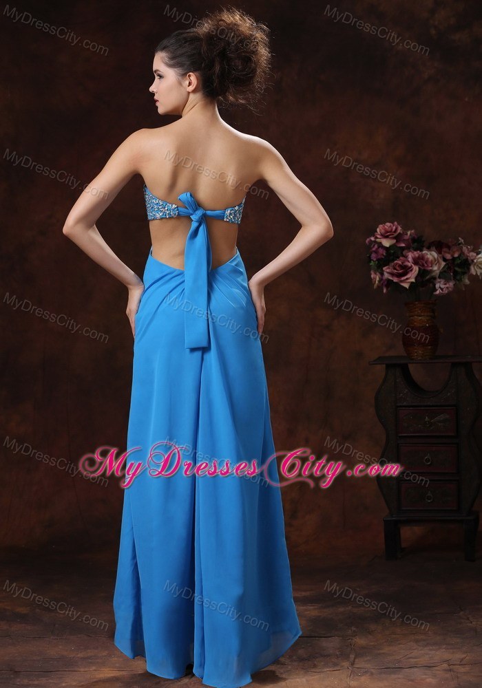 Teal Strapless Beaded Decorate Bust Stylish 2013 Prom Dress