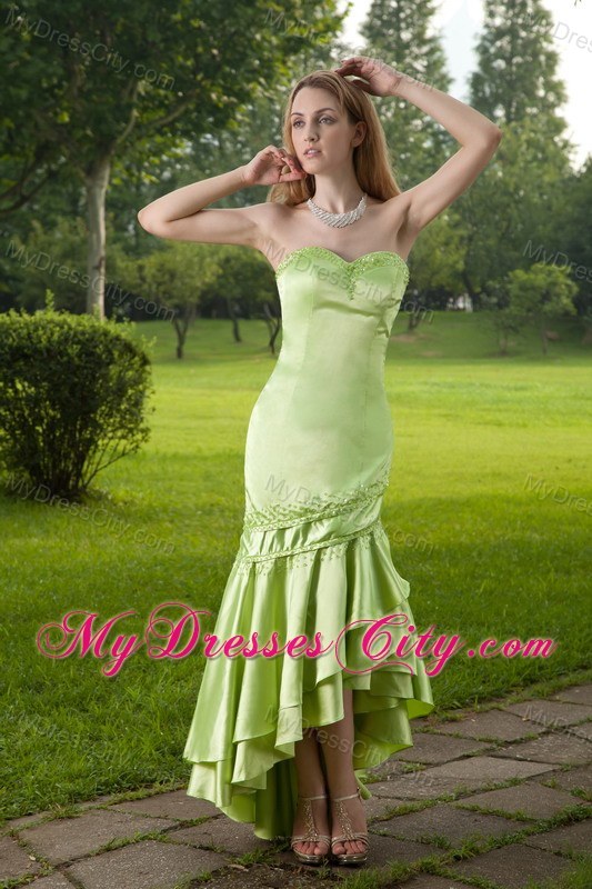 Spring Green Mermaid Sweetheart Prom Dress Beaded