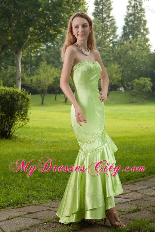 Spring Green Mermaid Sweetheart Prom Dress Beaded