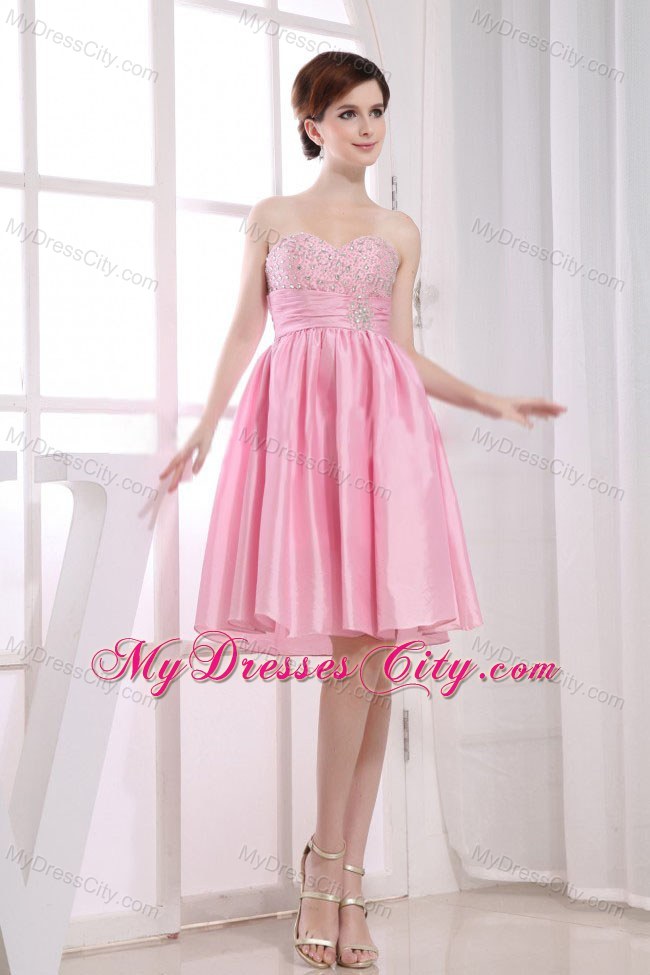 Pink Beading Sweetheart Homecoming Dress A-Line Knee-length