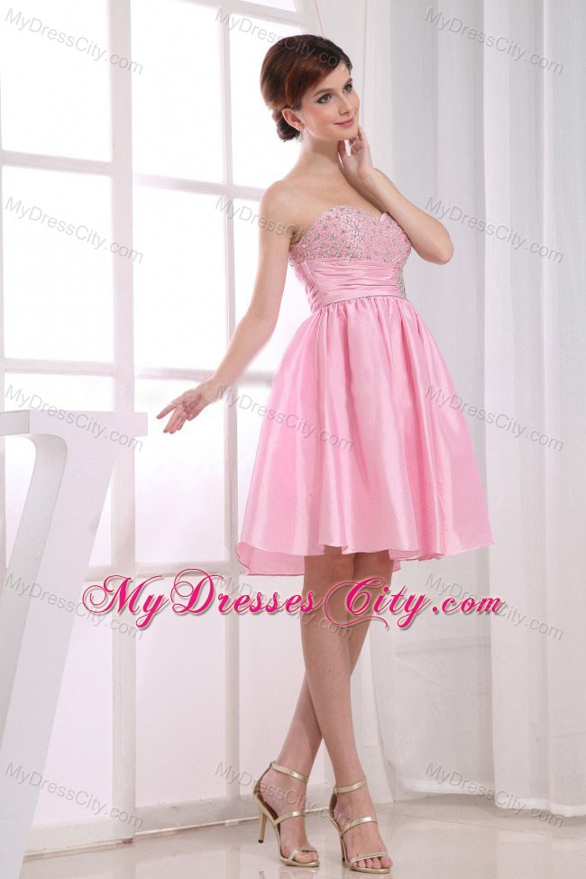 Pink Beading Sweetheart Homecoming Dress A-Line Knee-length