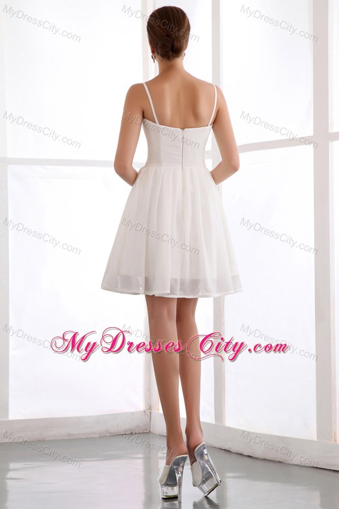 Spaghetti Straps Beaded Chiffon Homecoming Dress with Cool Back