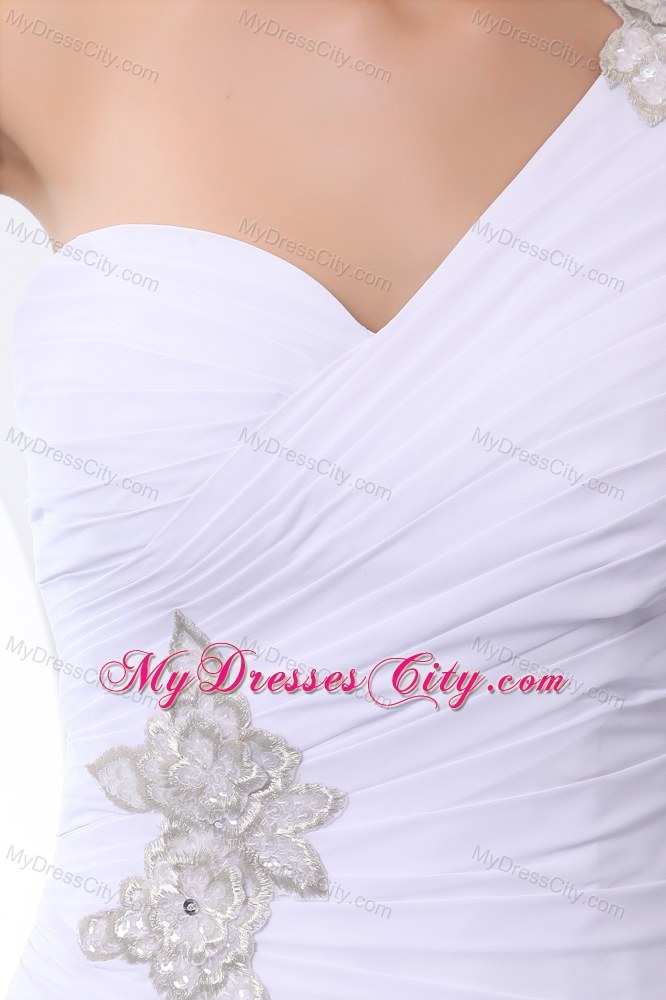 Appliques White One Shoulder Homecoming Dress with the Back Out