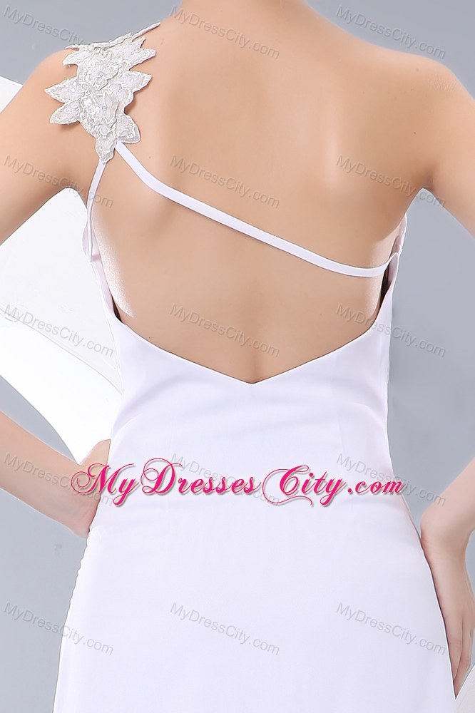 Appliques White One Shoulder Homecoming Dress with the Back Out