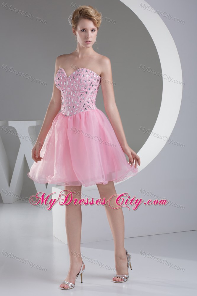 Beading Light Pink Princess Short Organza Prom Homecoming Dress ...