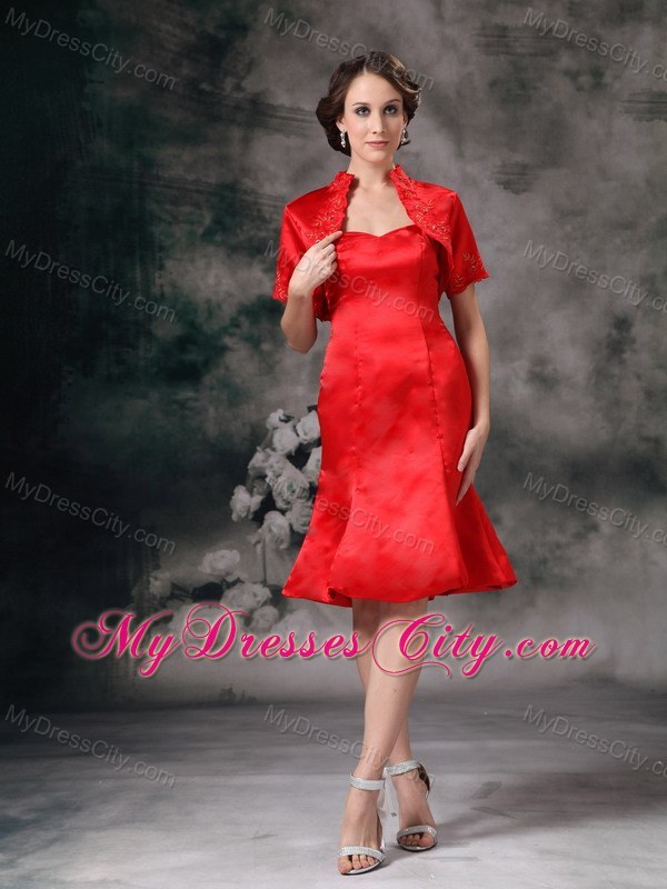Sweetheart Knee-length Junior Bridesmaid Dress with Appliques Decorate Jacket