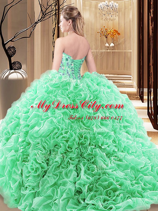 Orange Sweet 16 Dress Prom and Military Ball and Sweet 16 and Quinceanera and For with Embroidery and Ruffles and Pick Ups Sweetheart Sleeveless Lace Up