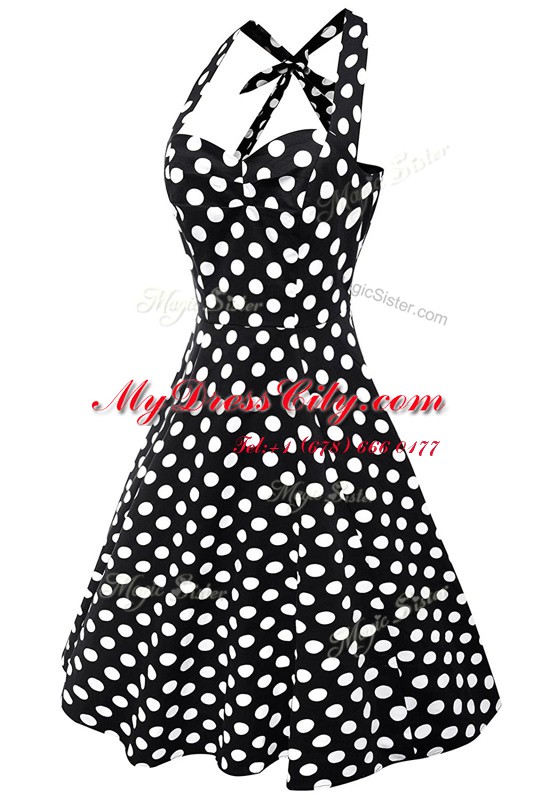 Custom Made Knee Length White And Black Prom Party Dress Scoop Sleeveless Backless