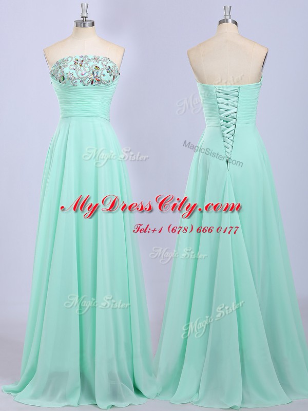Delicate Sleeveless Beading Lace Up Prom Party Dress