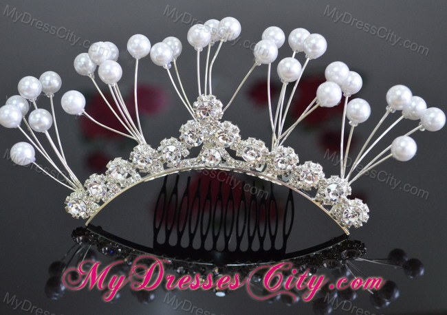 Elegant Tiara With Imitation Pearls