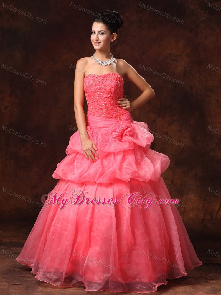 ... flowers-and-appliques-watermelon-dress-for-strapless-prom-p-7310.html