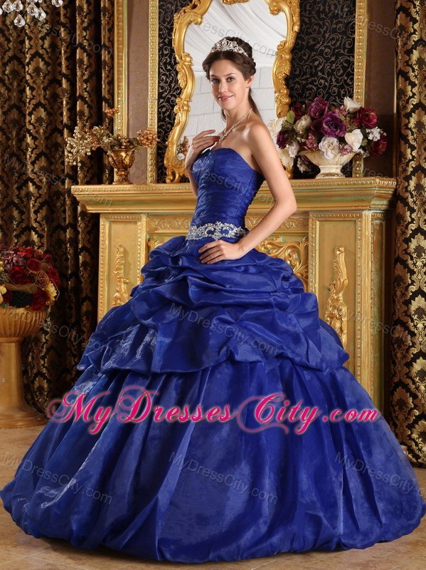 Royal Blue Organza Pick-ups Dress For Sweet 16 on Sale 2013