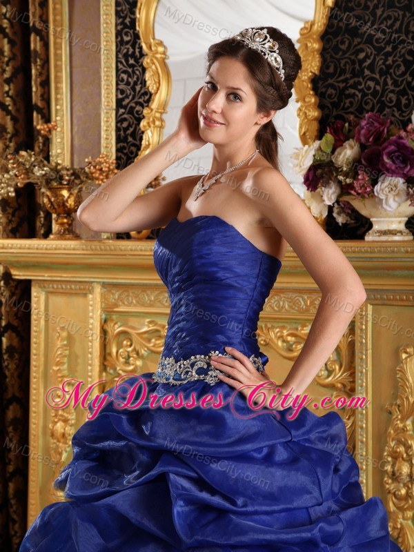 Royal Blue Organza Pick-ups Dress For Sweet 16 on Sale 2013