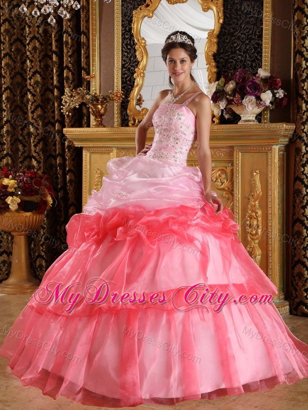 Two-toned One Shoulder Pick-ups 2013 Sweet 15 Dress for Party