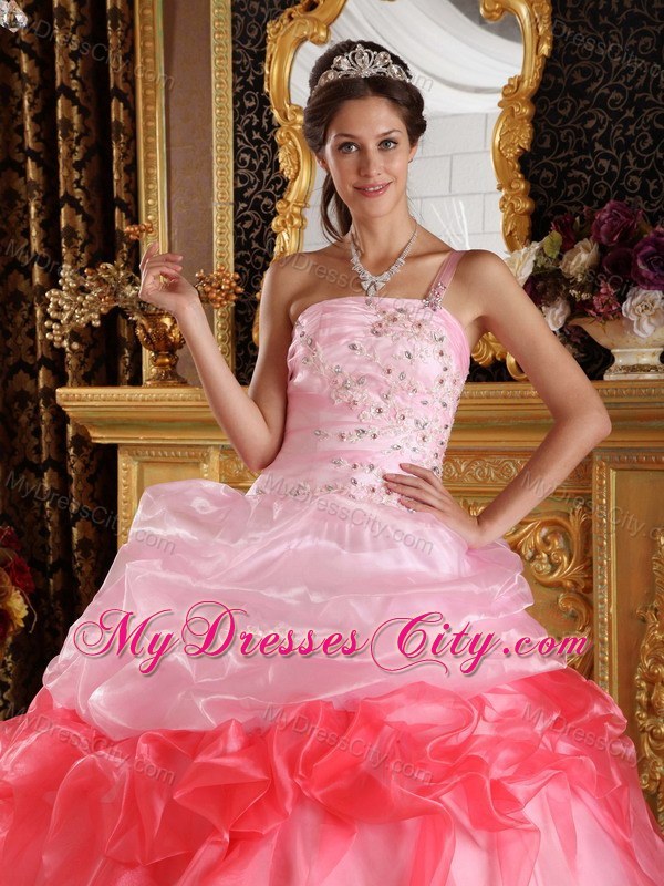 Two-toned One Shoulder Pick-ups 2013 Sweet 15 Dress for Party