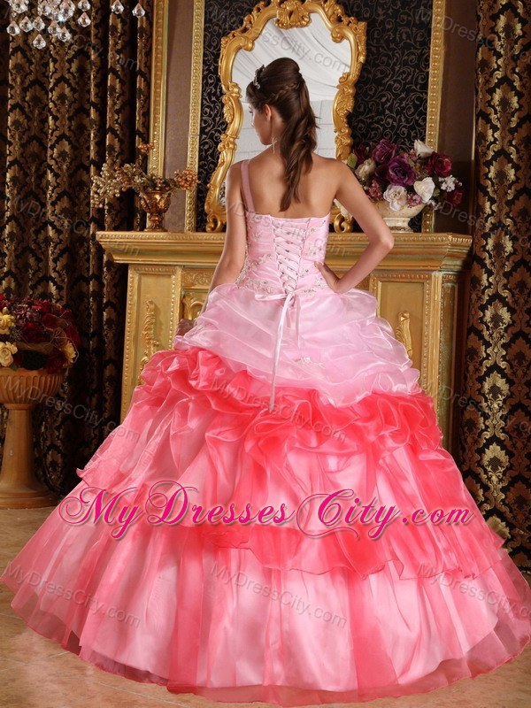 Two-toned One Shoulder Pick-ups 2013 Sweet 15 Dress for Party