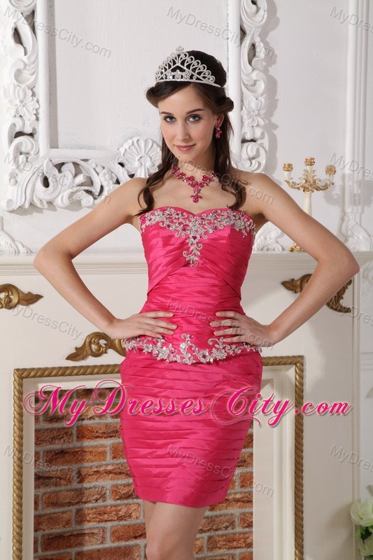 Detachable Hot Pink Sweetheart Puffy Sweet 15 Dress Ruched