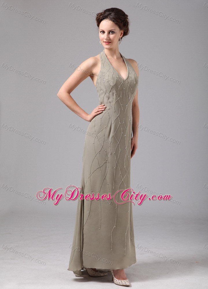 Halter Appliques Ankle-length Chiffon Wedding Outfits for Brides Mother