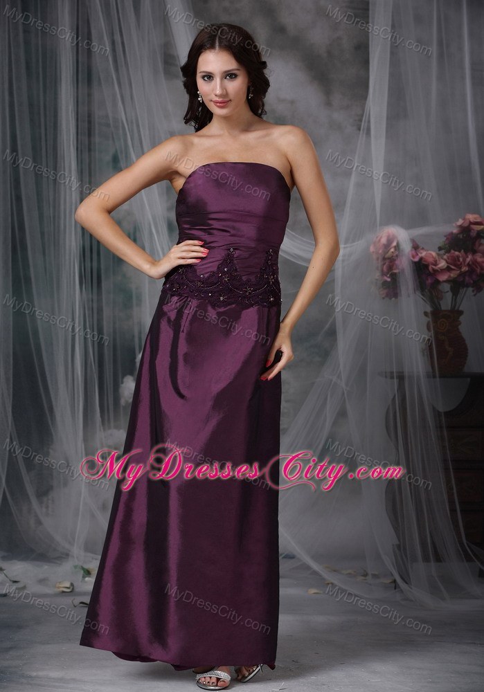 Strapless Appliques Ankle-length Taffeta Mather Of The Bride Dress with Jacket