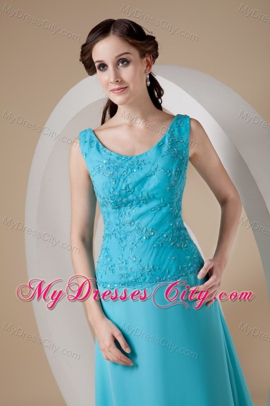 Scoop Neck Beading Appliques Ankle-length Chiffon Mother in Law Dresses