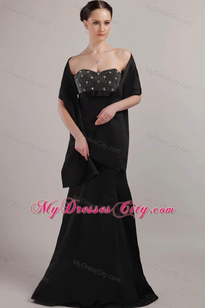 Black Sweetheart Beaded Mother of the Groom Dress with Sweep Train and Wraps