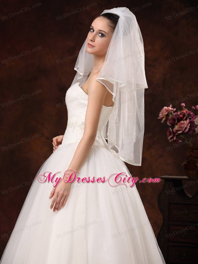 Two Layers Tulle Elbow Length Popular Wedding Veil