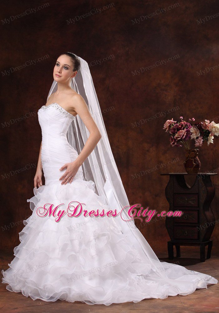 Classical White Organza Veil For Wedding