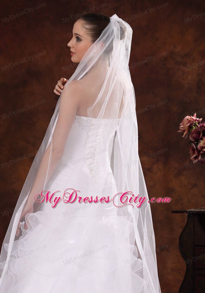 Classical White Organza Veil For Wedding